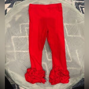 RED RUFFLED LITTLE GIRLS LEGGINGS